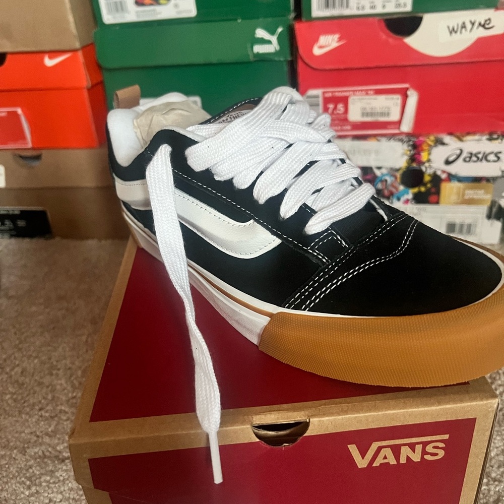 Vans Adult Black and White Sneakers with Gummed Sole- Unisex